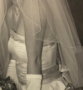 Priscilla of Boston 'Princess' size 12 used wedding dress side view on bride