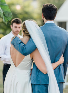 Anomalie 'Custom' size 6 used wedding dress back view on bride