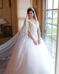 Custom made 'Custom Couture Wedding Gown Designer Walid Shehab' wedding dress size-06 PREOWNED