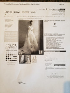 White by Vera Wang 'V-Neck Ball Gown' wedding dress size-10 NEW