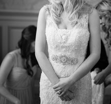Load image into Gallery viewer, Martina Liana &#39;Charlotte&#39; size 10 used wedding dress front view close up on bride
