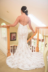 Marisa 'D60' size 8 used wedding dress back view on bride