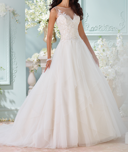 David Tutera 'Adena' size 16 used wedding dress front view on model
