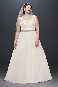 Tulle Plus Size With Lace Cap Sleeve