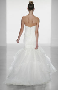 Amsale 'Carson' size 0 used wedding dress back view on model