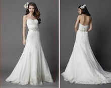 Load image into Gallery viewer, Wtoo &#39;Ariane&#39; size 4 new wedding dress front/back views on model
