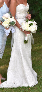 Modern Trousseau 'Demi' size 8 used wedding dress front view on bride
