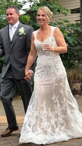 david tutera for mon cheri 'Lourdes' wedding dress size-12 PREOWNED