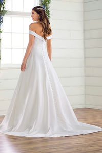 Essense of Australia 'CLASSIC SATIN BALLGOWN WITH POCKETS AND OFF-THE-SHOULDER SLEEVES D2761' wedding dress size-08 NEW