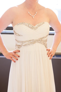 Marchesa 'Gemma' size 6 used wedding dress front view on bride