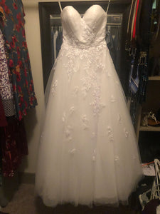 Mia Solano 'Phoenix' size 4 used wedding dress front view on hanger