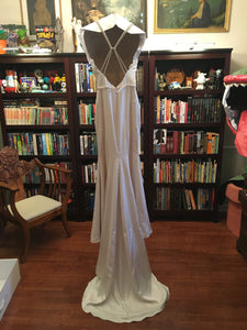 Paloma Blanca 'Paloma Satin' size 6 used wedding dress back view on hanger