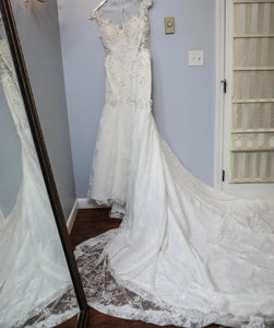 Justin Alexander 'Floral Illusion Dress' wedding dress size-12 PREOWNED