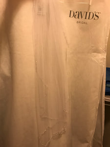 David's Bridal 'Lace Off Shoulder' size 12 new wedding dress view of dress bag
