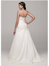 Load image into Gallery viewer, David&#39;s Bridal &#39;Chiffon Over Satin&#39; size 4 new wedding dress back view on model
