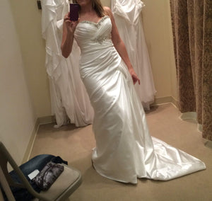 Demetrios 'Custom' size 12 used wedding dress front view on bride