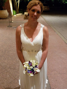  'Beaded Chiffon Keyhole ' wedding dress size-14 PREOWNED