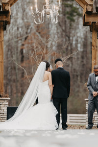 Justin Alexander '8915' size 12 used wedding dress back view on bride