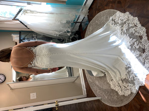 Stella York 'Sexy Beach' size 10 used wedding dress  back view on bride