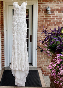Stephen Yearick 'Custom' size 6 used wedding dress front view on hanger