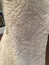 Load image into Gallery viewer, Modern Trousseau &#39;Demi&#39; size 8 used wedding dress close up of fabric
