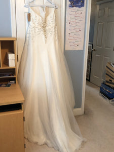 Cosmobella '7693' size 14 sample wedding dress back view on hanger