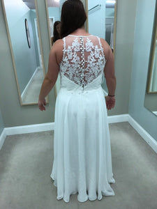 Lillian West '6515' size 12 used wedding dress back view on bride