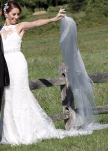 Enzoani 'Isla' size 4 used wedding dress front view on bride