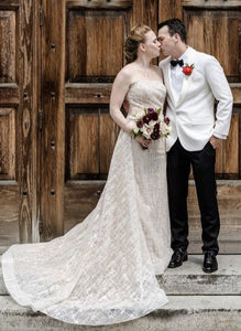 Lazaro '3800' wedding dress size-08 PREOWNED
