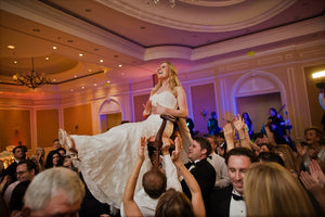 La Sposa 'Mullet' size 6 used wedding dress side view on bride