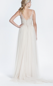 Paolo Sebastian 'Mia' size 2 used wedding dress back view on model