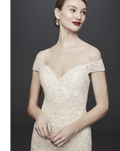 Load image into Gallery viewer, Oleg Cassini &#39;Xtcw808 beaded off shoulder mermaid gown &#39; wedding dress size-06 NEW
