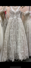 Load image into Gallery viewer, Oleg Cassini &#39;Beaded Lace Wedding Dress with Pleated Skirt&#39; wedding dress size-08 SAMPLE

