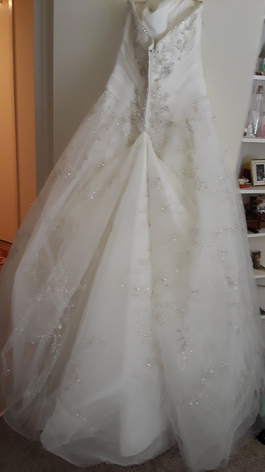 Casablanca '2098' size 12 used wedding dress back view on hanger