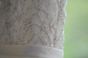 David's Bridal 'Garza Ball Gown' size 10 used wedding dress close up view