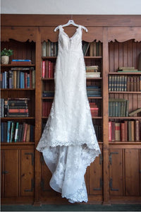 Lazaro '3656' size 12 used wedding dress front view on hanger