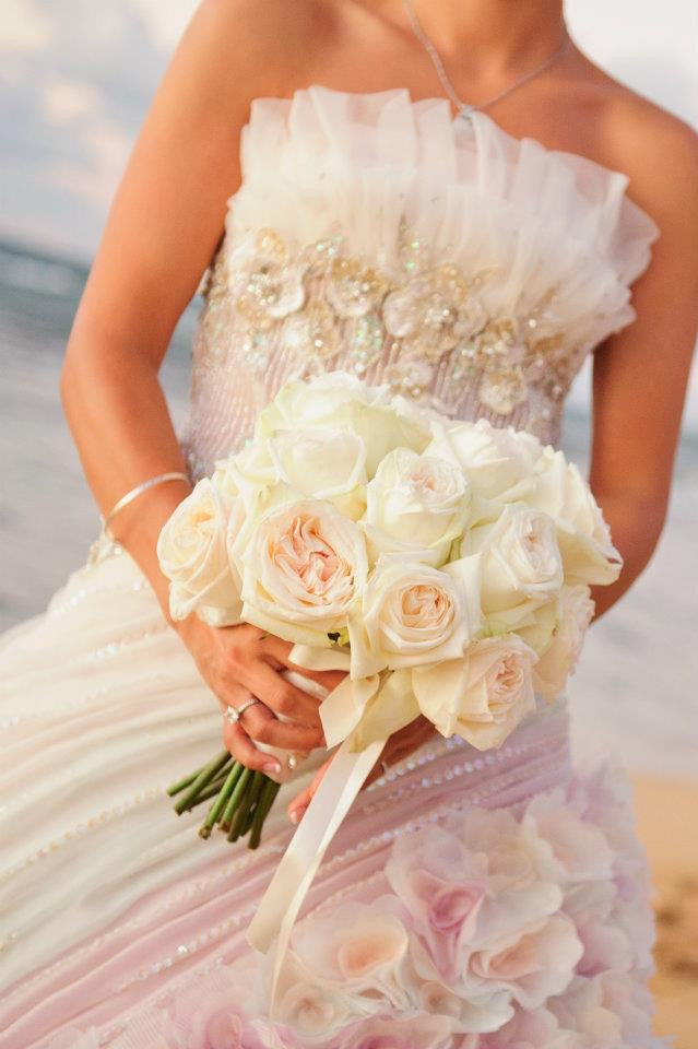 Ysa Makino 'Beautiful Handmade Flowers' size 6 used wedding dress front view on bride