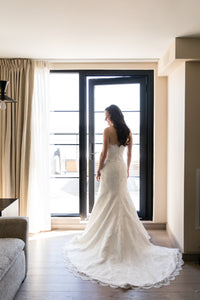 Augusta Jones 'Marsha' size 10 used wedding dress back view on bride