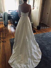 Load image into Gallery viewer, Paloma Blanca &#39;Blue Bird&#39; size 8 used wedding dress back view on bride
