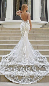Enzoani 'Lunaire' size 6 new wedding dress back view on model