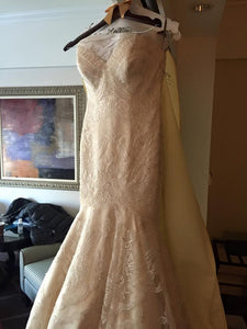 Matthew Christopher 'Monroe' size 8 used wedding dress front view on hanger