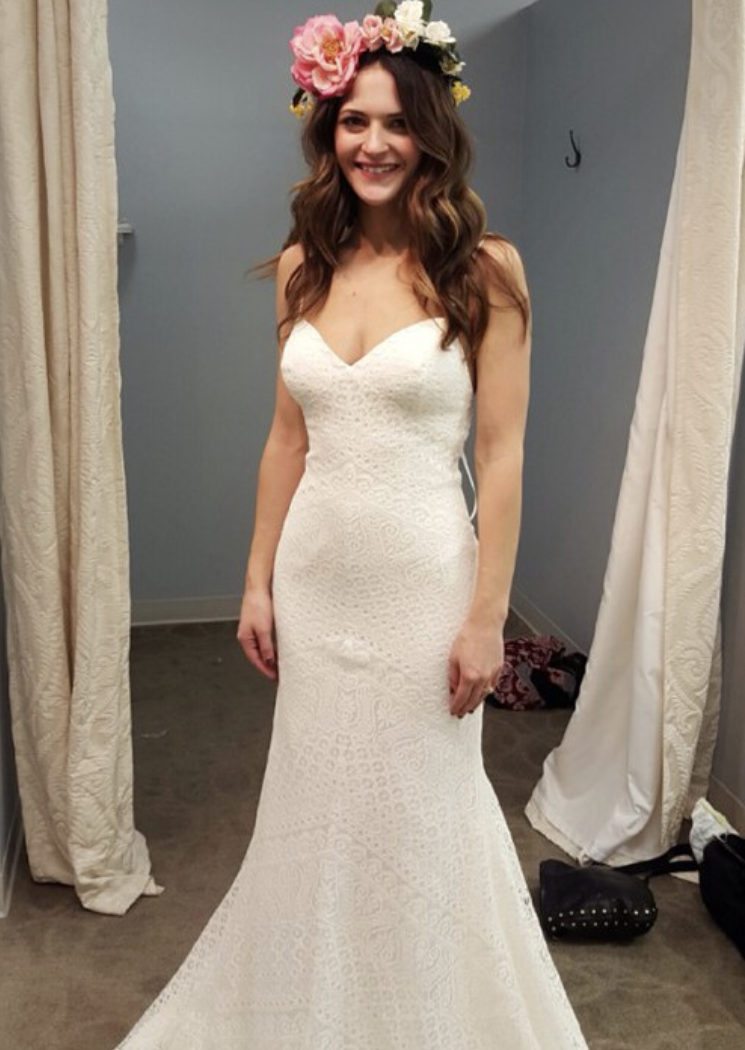 Watters 'Malta' size 4 new wedding dress front view on model
