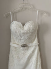 Load image into Gallery viewer, White 1 &#39;Silvia&#39; size 4 used wedding dress front view on hanger

