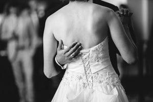 Stella York '5720' size 10 used wedding dress back view on bride