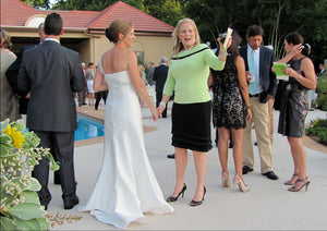 Romona Keveza 'Legends' size 8 used wedding dress side view on bride