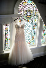 Load image into Gallery viewer, Stella York &#39;6314&#39; size 8 used wedding dress front view on hanger
