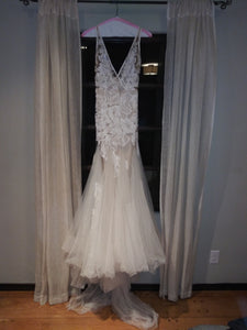 Liz Martinez 'Lucia' size 8 used wedding dress front view on hanger