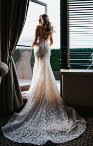 Berta 'Ivory Lace 16-102' size 4 new wedding dress back view on model