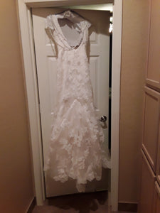 Demetrios '98241' size 6 used wedding dress back view on hanger
