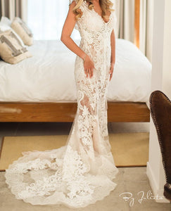Yolan Cris 'Petunia' size 4 used wedding dress front view on bride